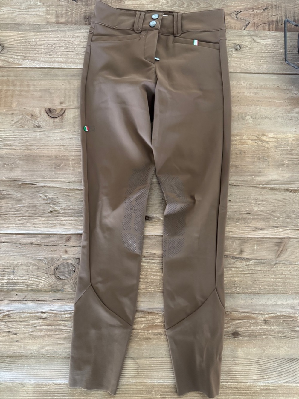 For Horses Poppy Brown Equestrian Breeches with Subtle Grip Panels size 12